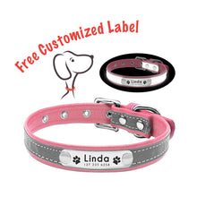 Load image into Gallery viewer, GD™ -  Reflective Leather Dog Collar with Costomized Name Tag
